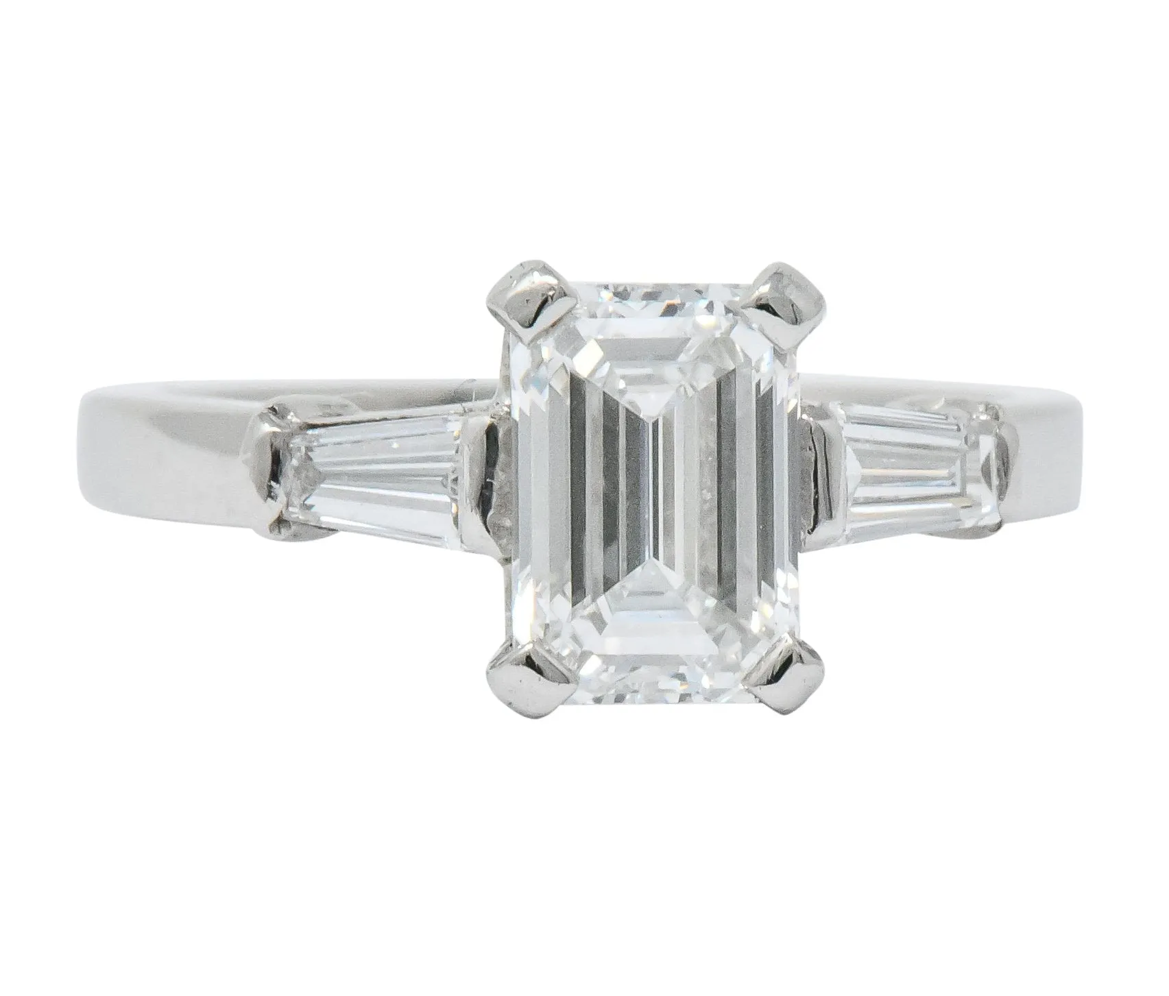 Bulgari 1.48 CTW Emerald Cut Diamond Platinum Engagement Ring GIA