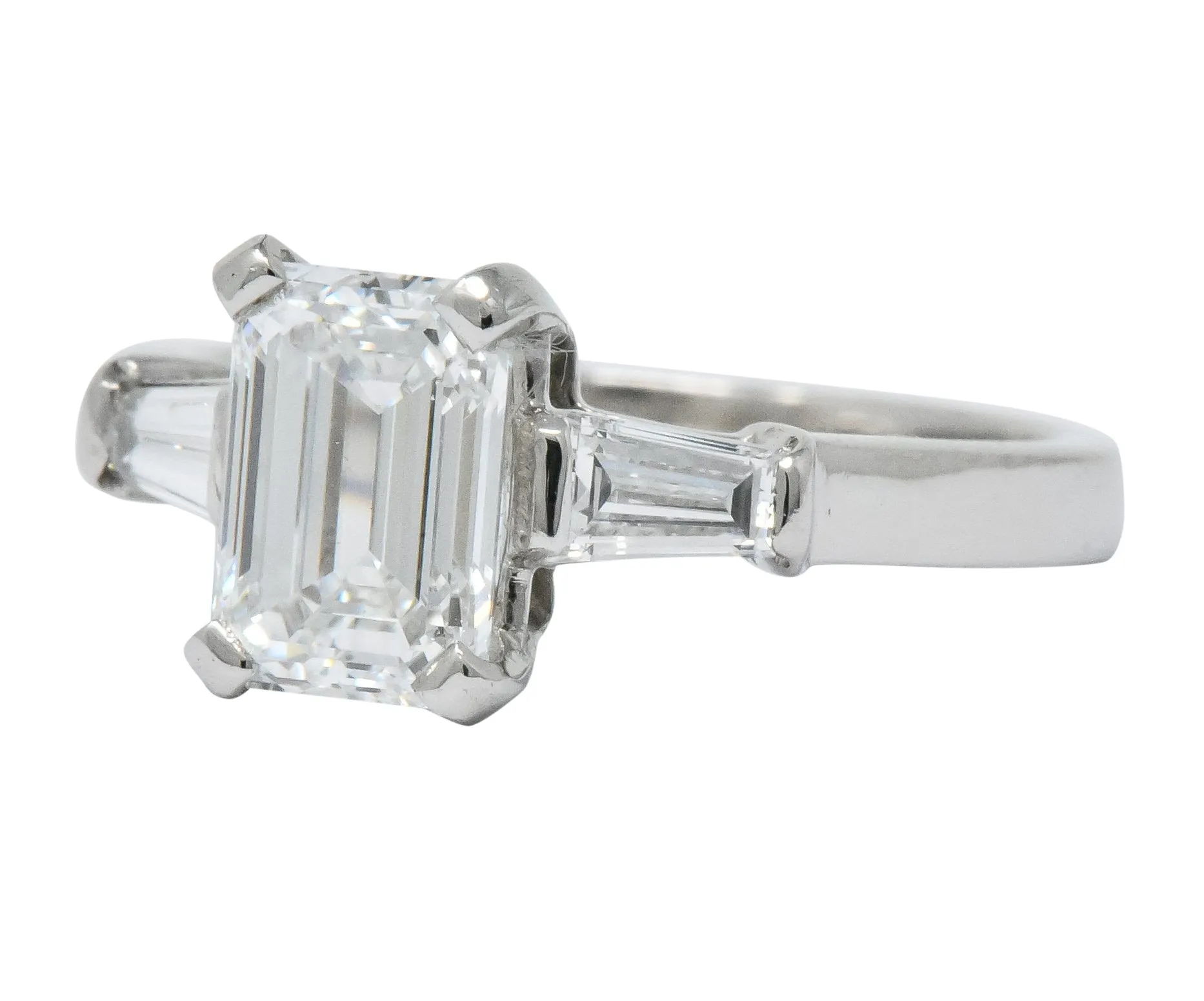 Bulgari 1.48 CTW Emerald Cut Diamond Platinum Engagement Ring GIA