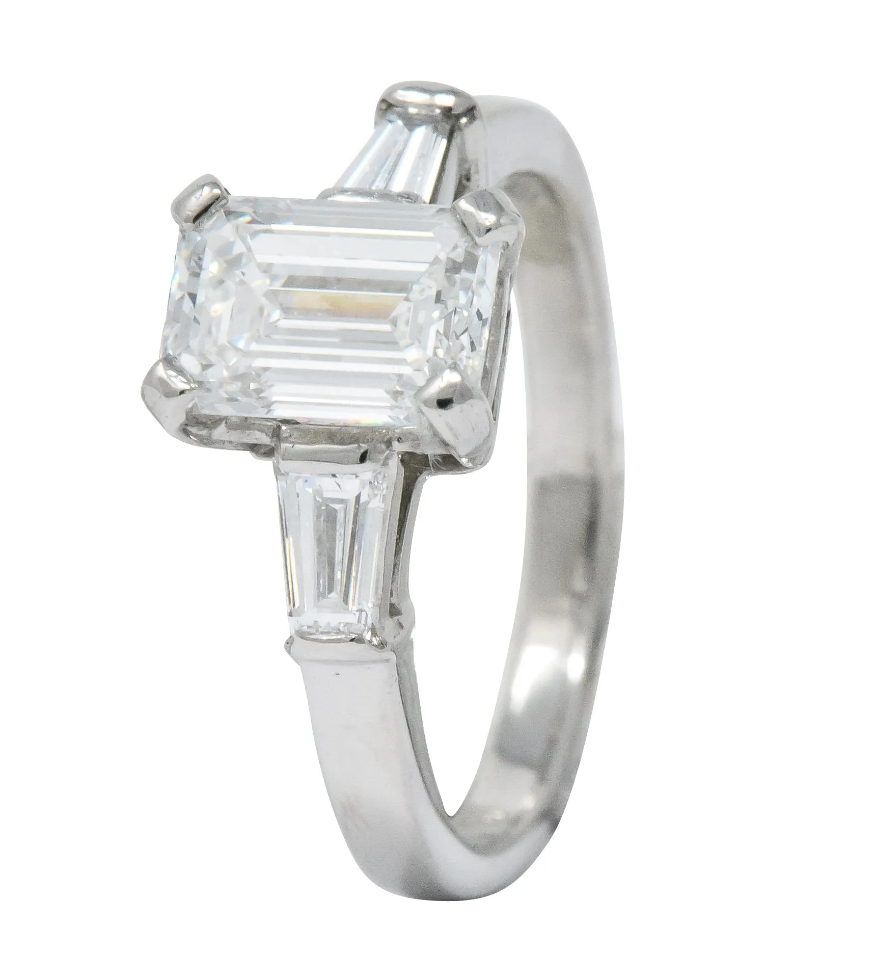 Bulgari 1.48 CTW Emerald Cut Diamond Platinum Engagement Ring GIA