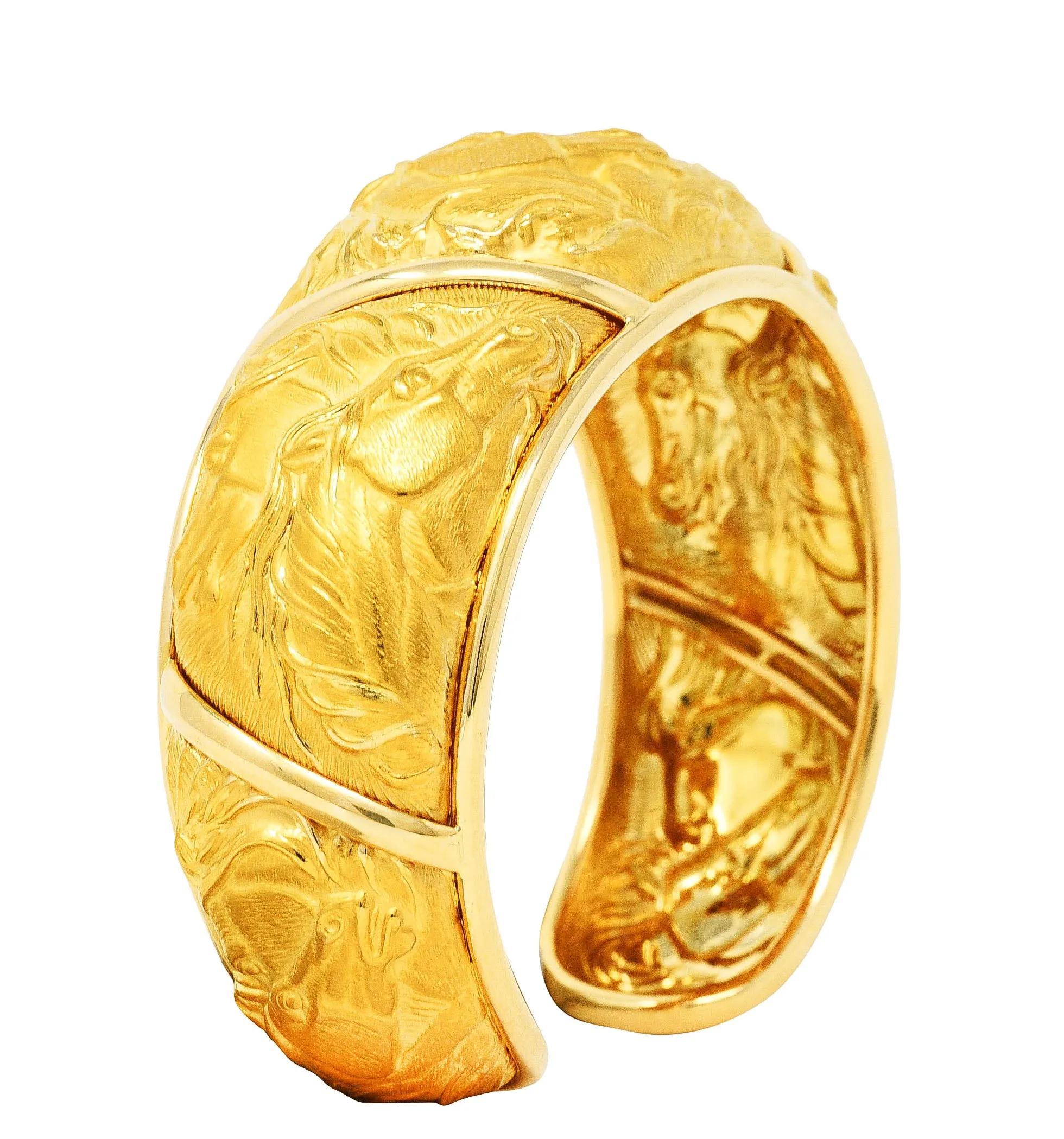 Carrera y Carrera 18 Karat Yellow Gold Ecuestre Horse Cuff Bracelet