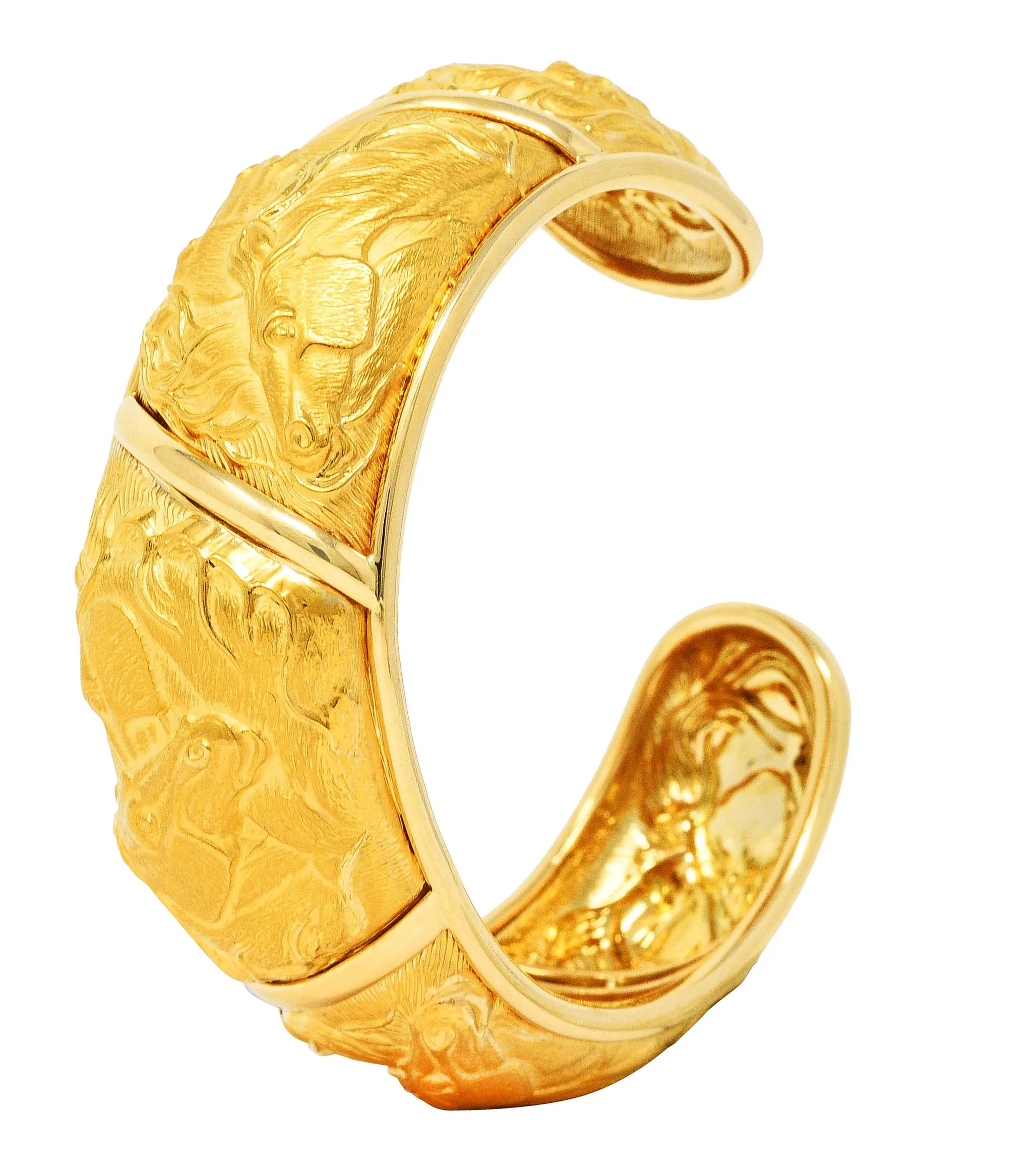 Carrera y Carrera 18 Karat Yellow Gold Ecuestre Horse Cuff Bracelet