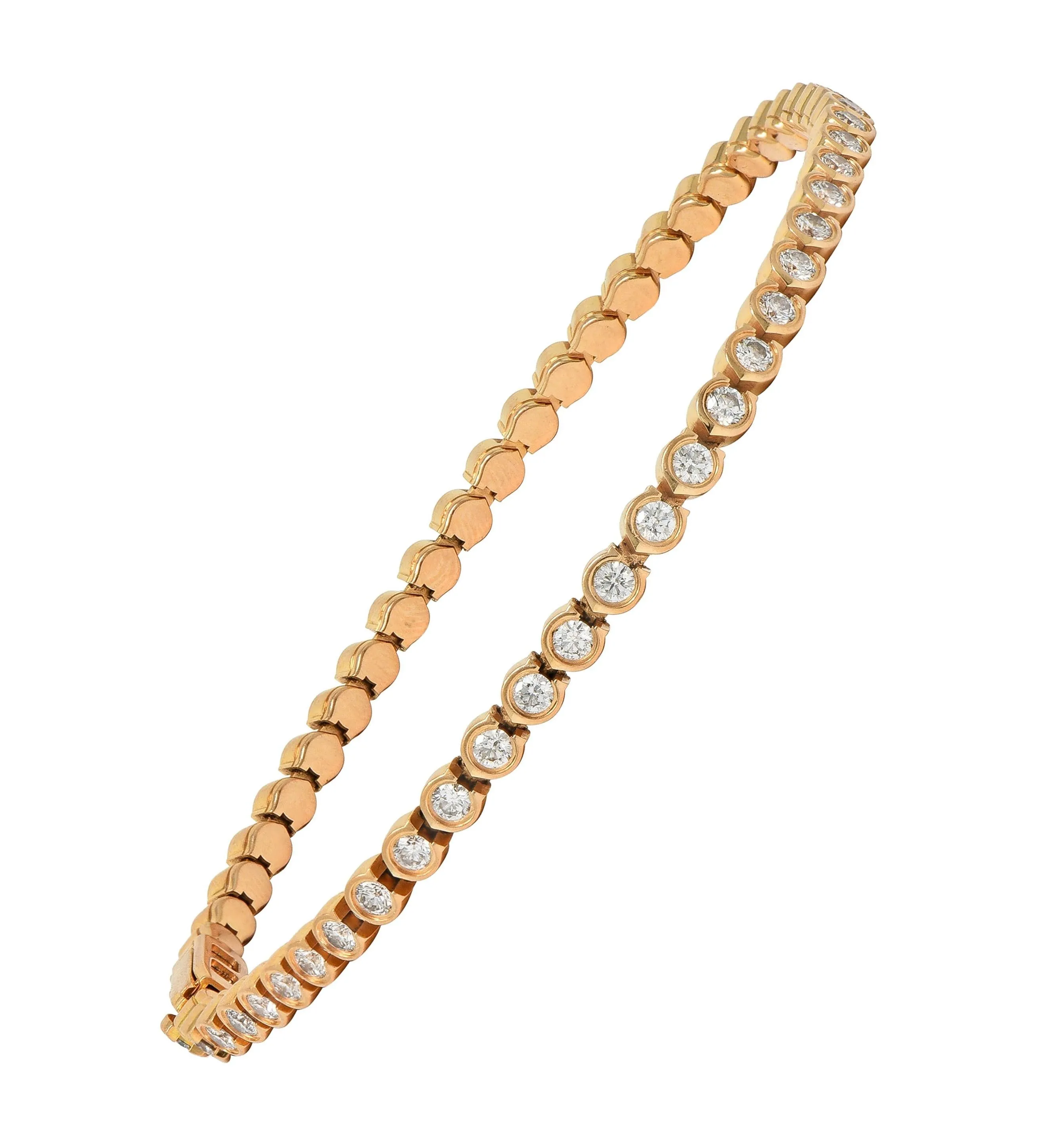 Cartier 2.54 CTW Diamond 18 Karat Rose Gold C De Cartier Line Bracelet