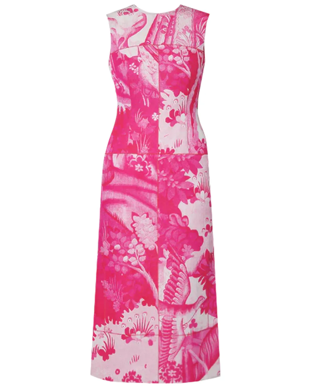 Cerise Sleeveless Midi Pencil Dress