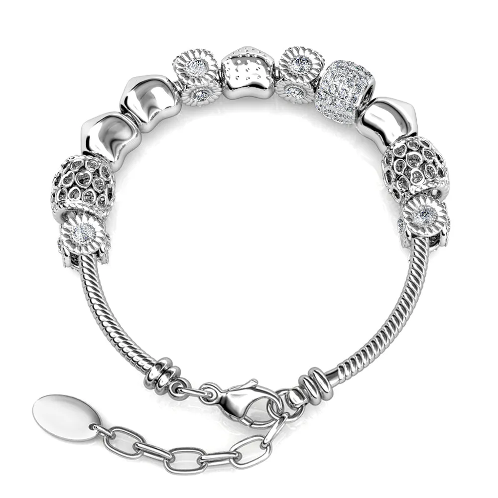 Charm Bracelet with Swarovski Crystals in 18k White Gold