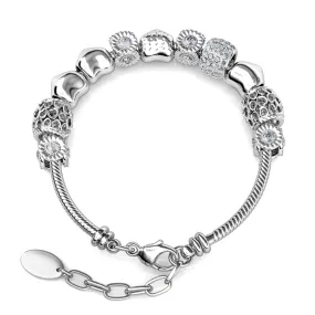 Charm Bracelet with Swarovski Crystals in 18k White Gold