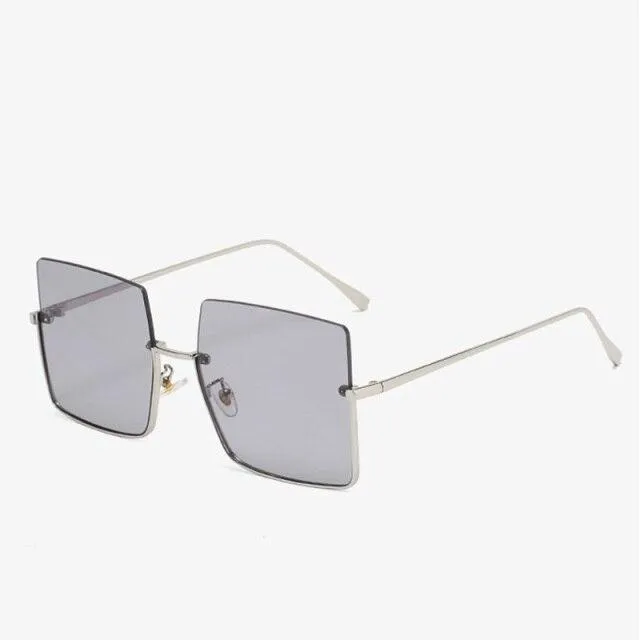 Chic 90s Style Women's Luxury Square Alloy Frame Gradient Sunglasses