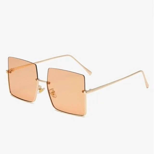 Chic 90s Style Women's Luxury Square Alloy Frame Gradient Sunglasses