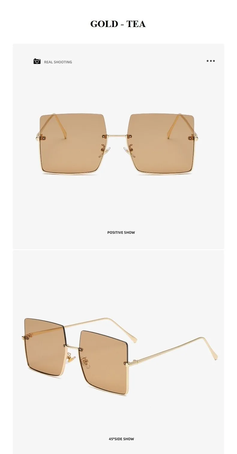 Chic 90s Style Women's Luxury Square Alloy Frame Gradient Sunglasses