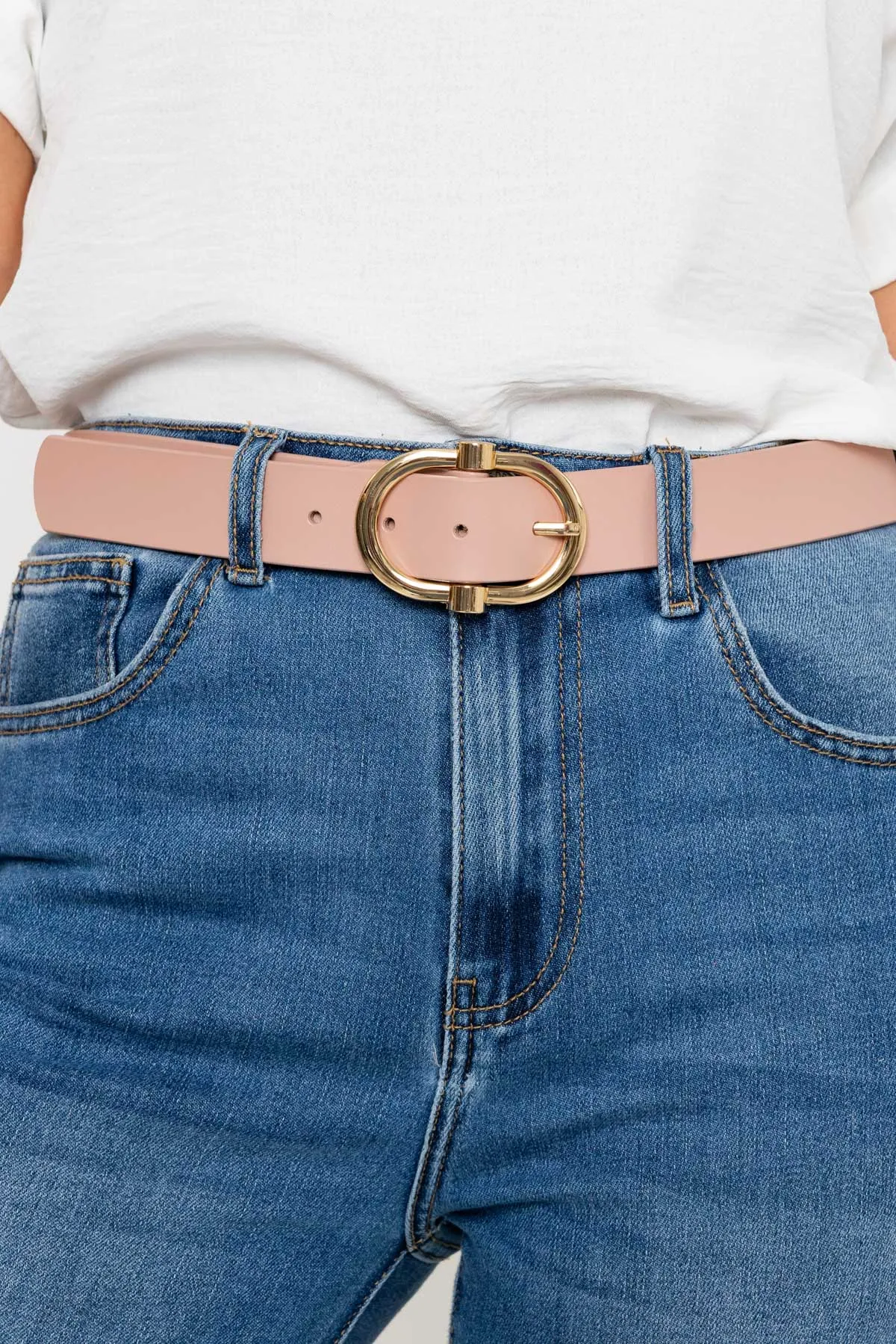 Classic Leather Belt in Pink