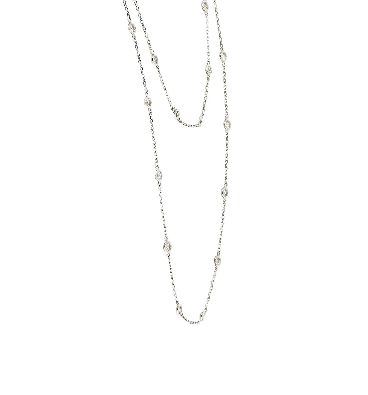 Contemporary 2.60 CTW Diamond 18 Karat White Gold By The Yard 41 IN Long Station Necklace