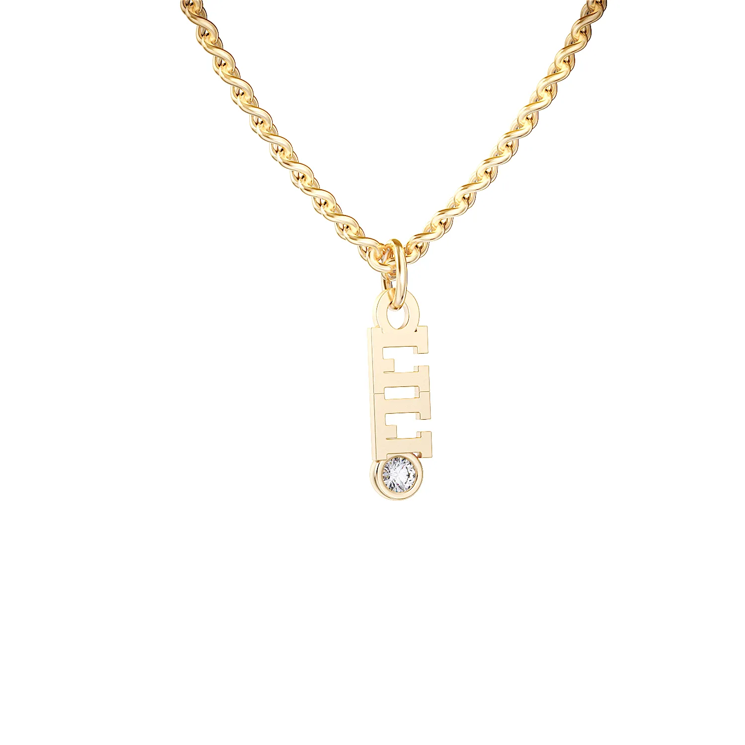 Custom Personalized Vertical Name Necklace with 1 inscriptions, 4 characters, 1 natural diamonds