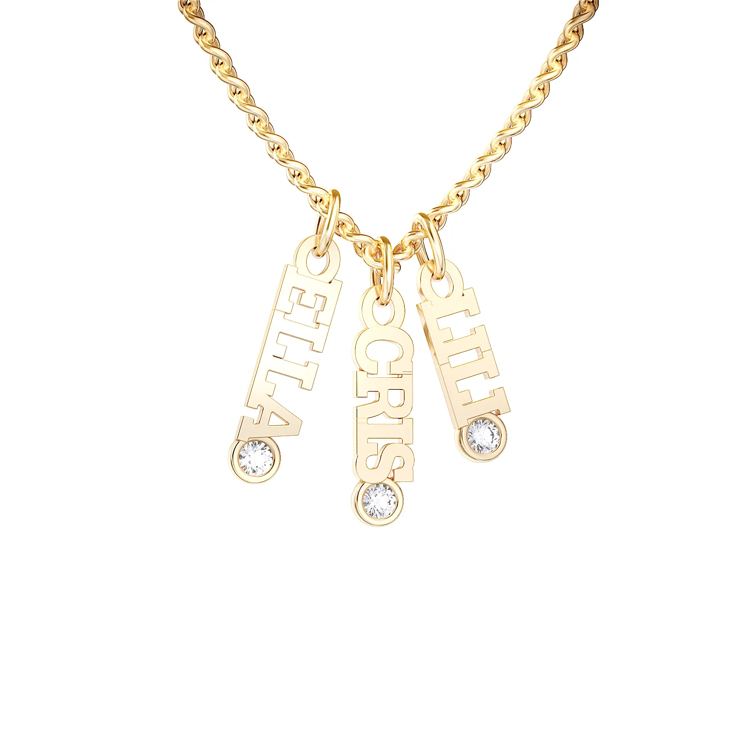 Custom Personalized Vertical Name Necklace with 1 inscriptions, 4 characters, 1 natural diamonds