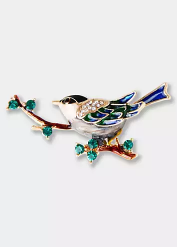 Diamanté Crystal Enamel Bird Brooch by Joe Browns | Look Again