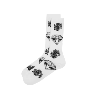 DIAMONDS AND DOLLARS SOCKS - WHITE