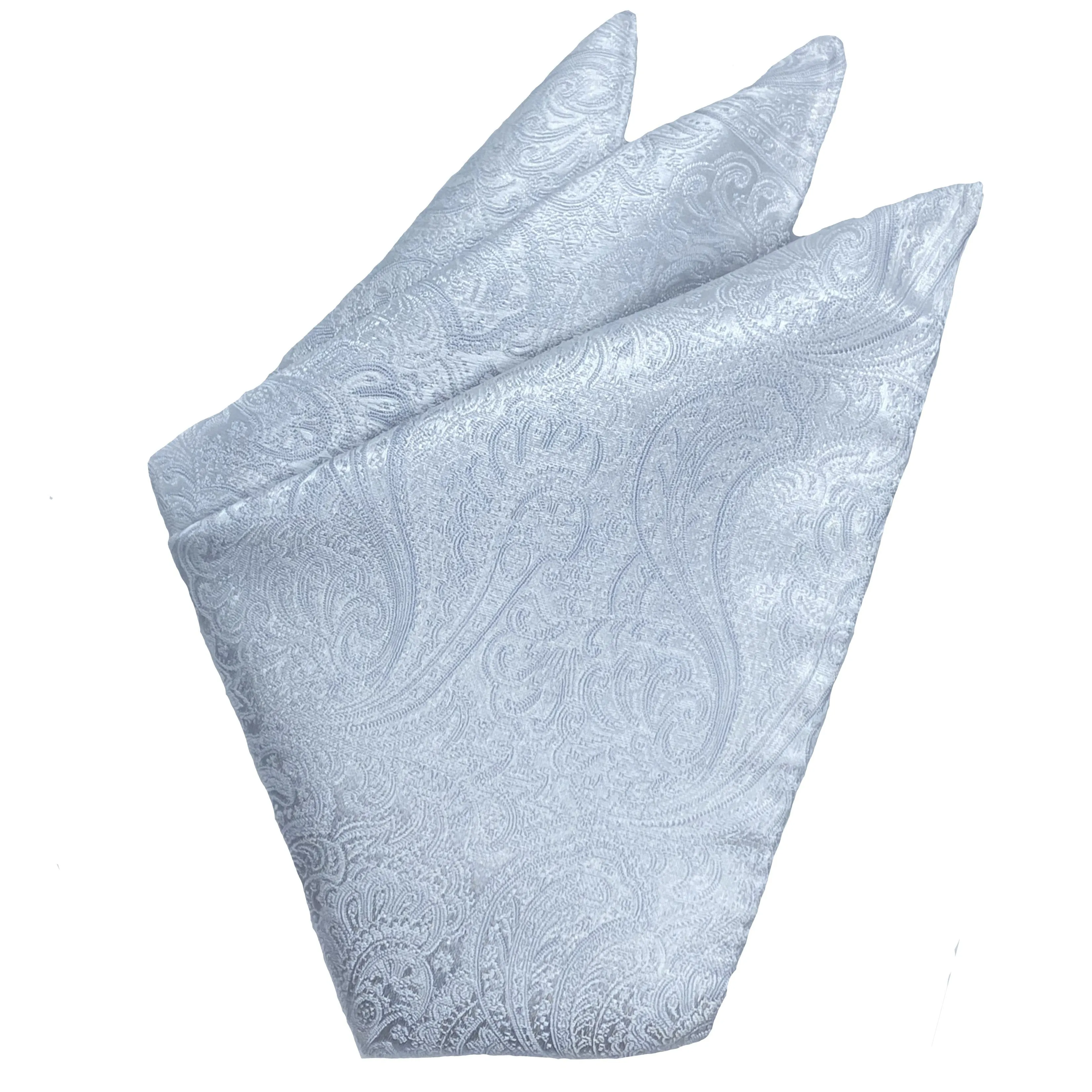 Dormeuil White Paisley Pocket Square