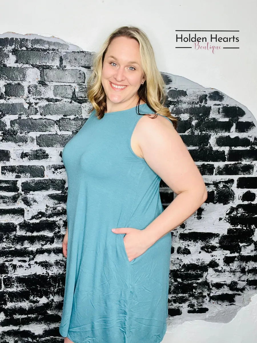 Dusty Teal Night On the Town Swing Dress