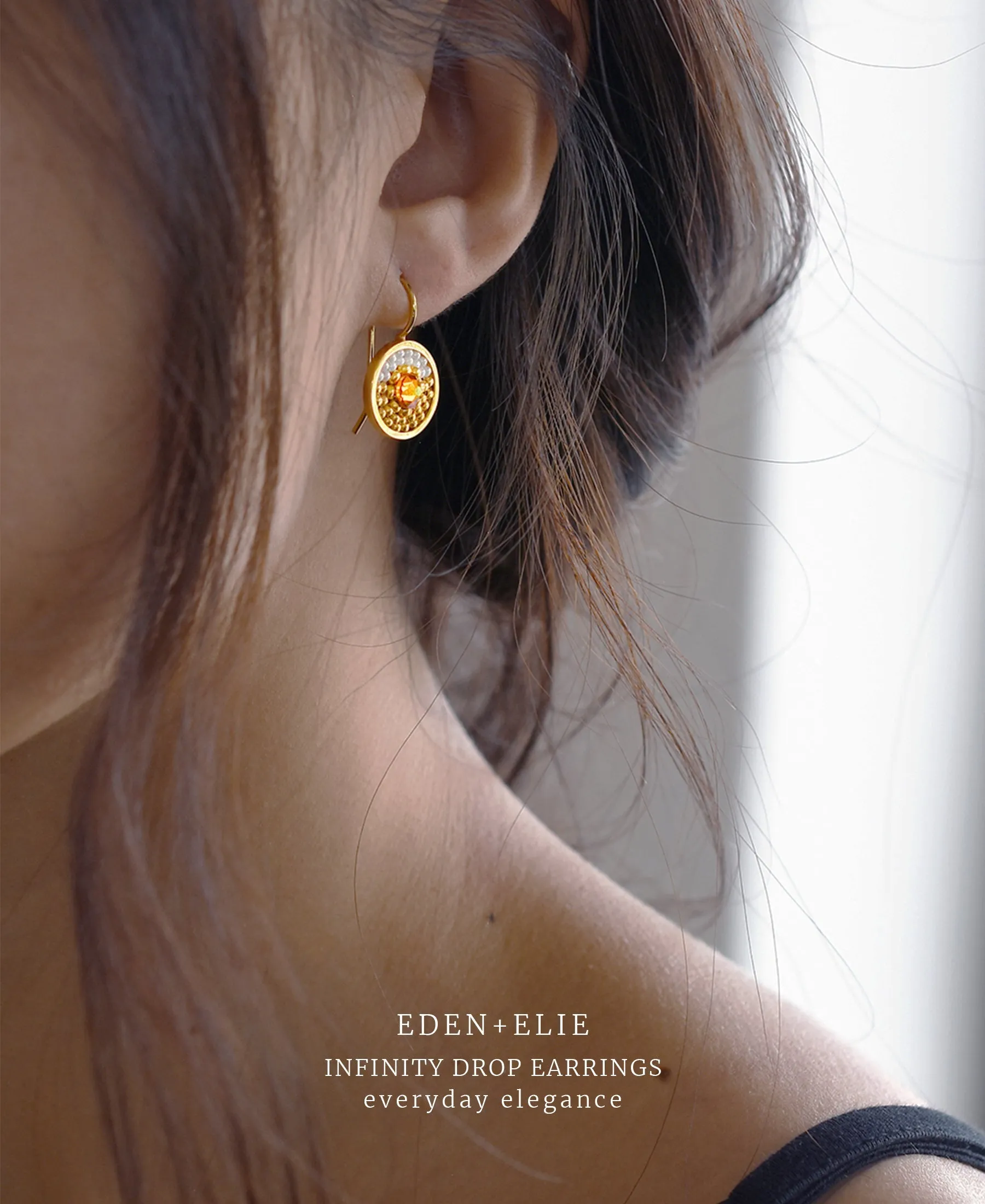 EDEN + ELIE Infinity drop earrings - pollen