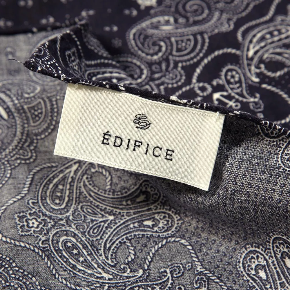 Edifice Anchor Paisley Pocket Square Navy