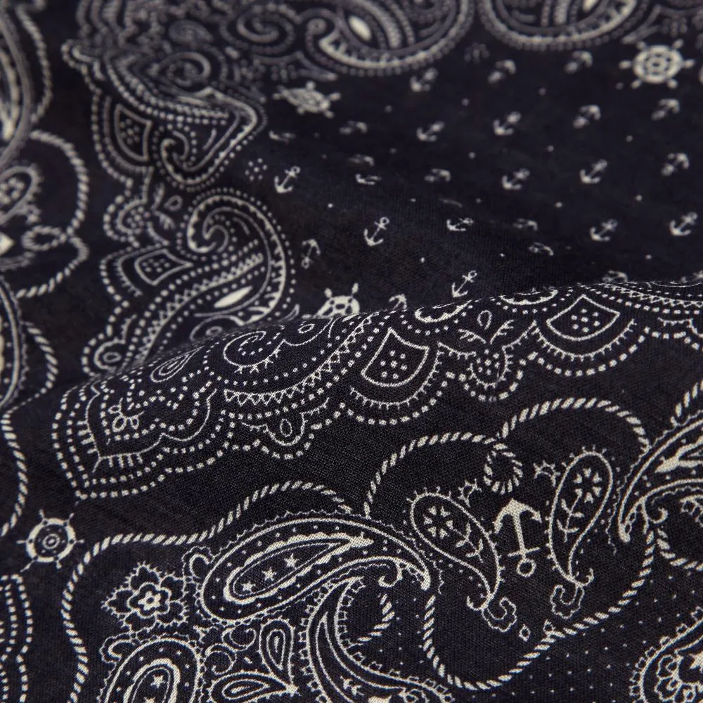 Edifice Anchor Paisley Pocket Square Navy