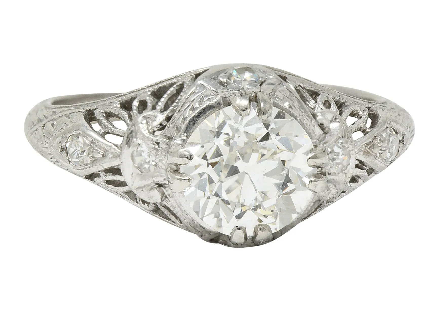 Edwardian 1.04 CTW Diamond Platinum Engagement Ring GIA