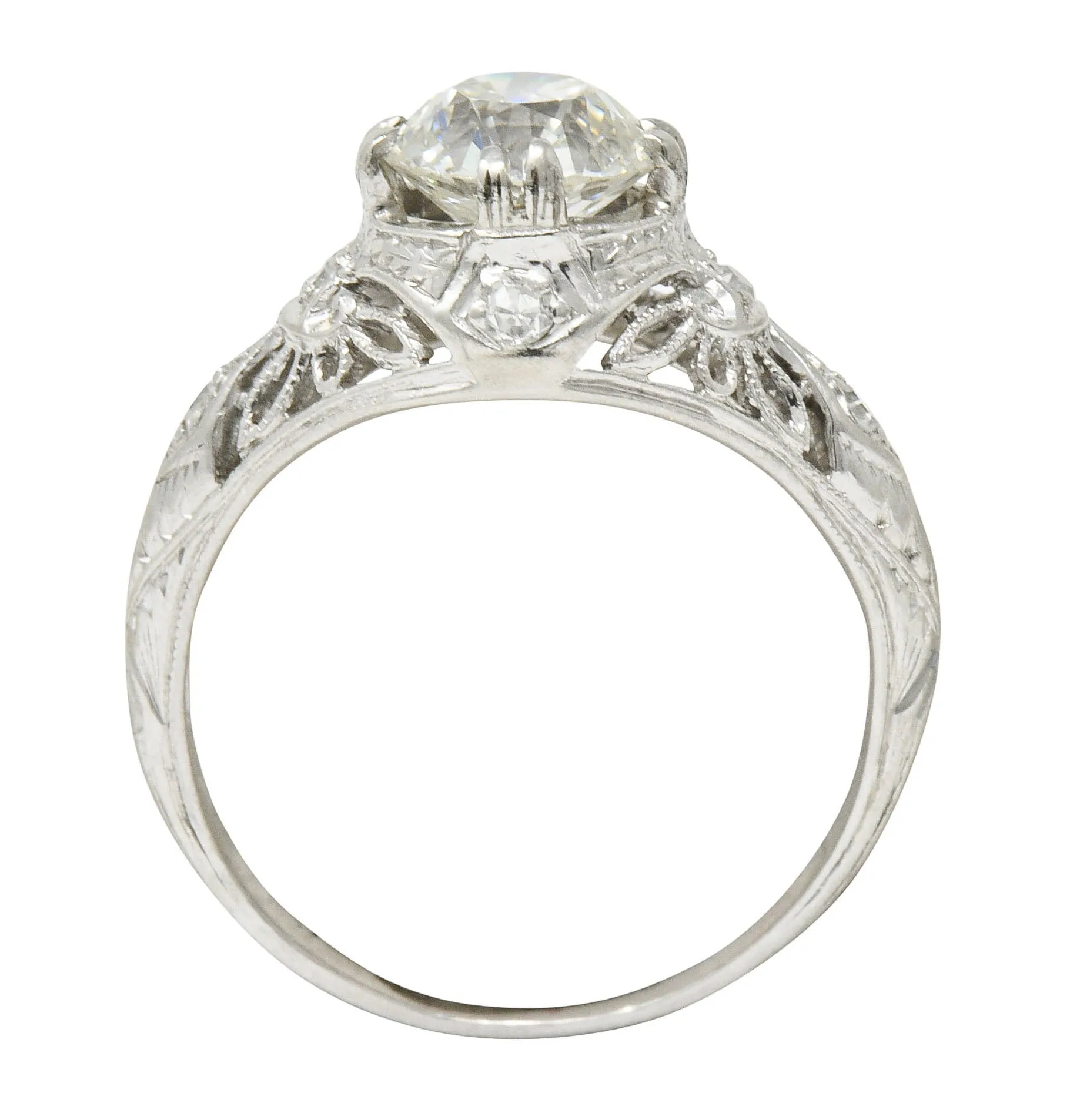 Edwardian 1.04 CTW Diamond Platinum Engagement Ring GIA