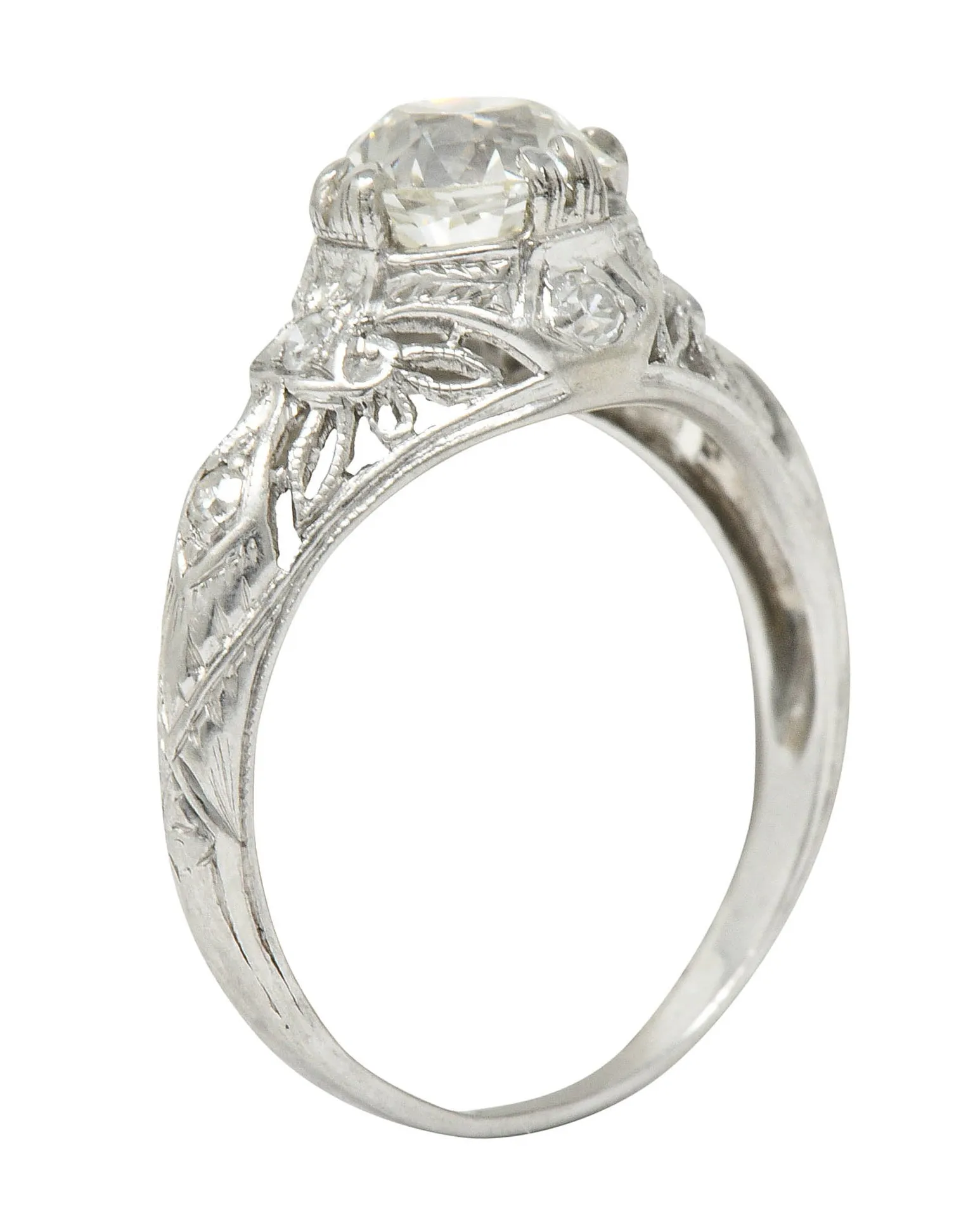 Edwardian 1.04 CTW Diamond Platinum Engagement Ring GIA