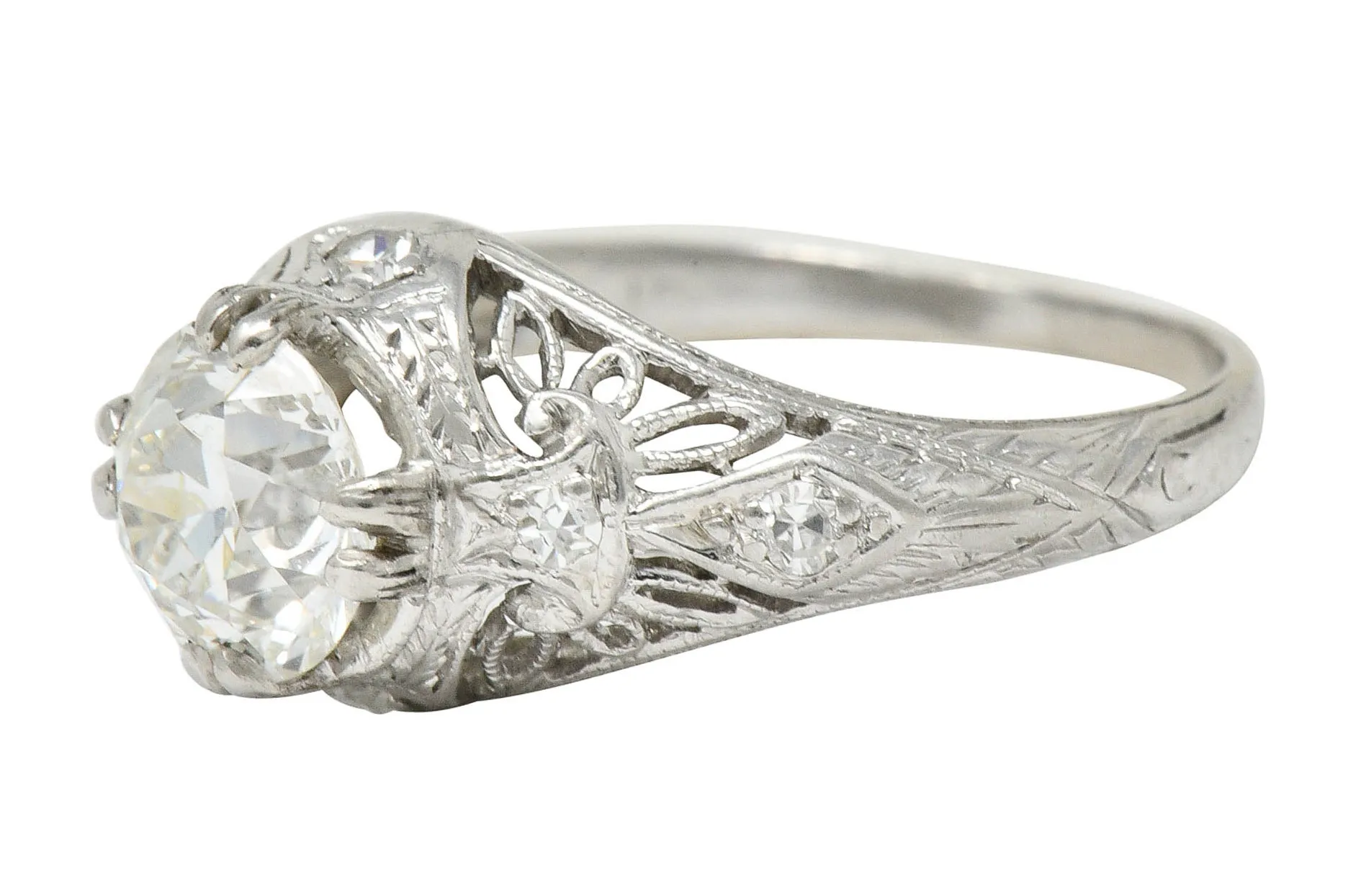 Edwardian 1.04 CTW Diamond Platinum Engagement Ring GIA