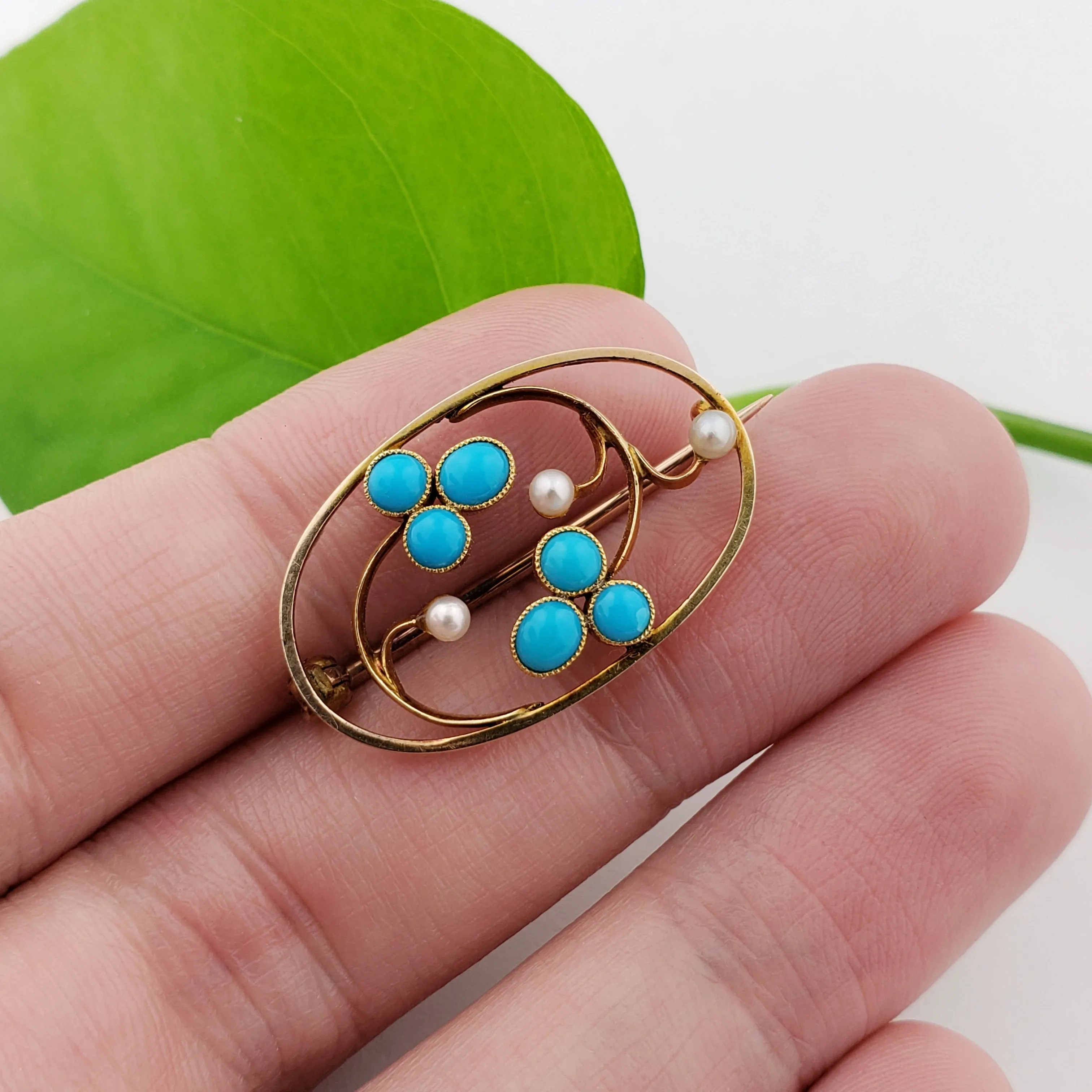 Edwardian Turquoise Brooch