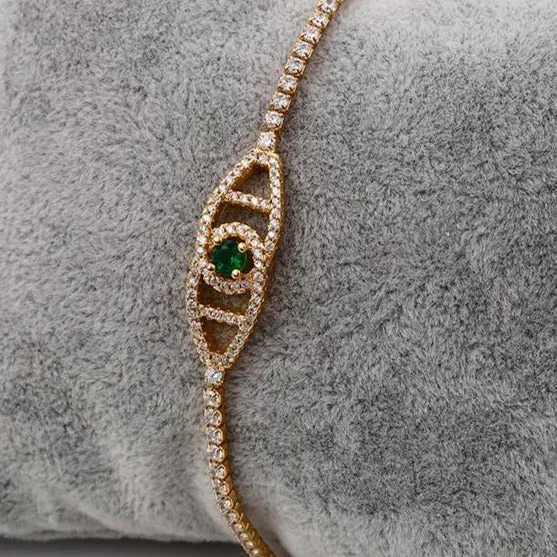 Emerald Tennis Gold Bracelet-* Clearance *