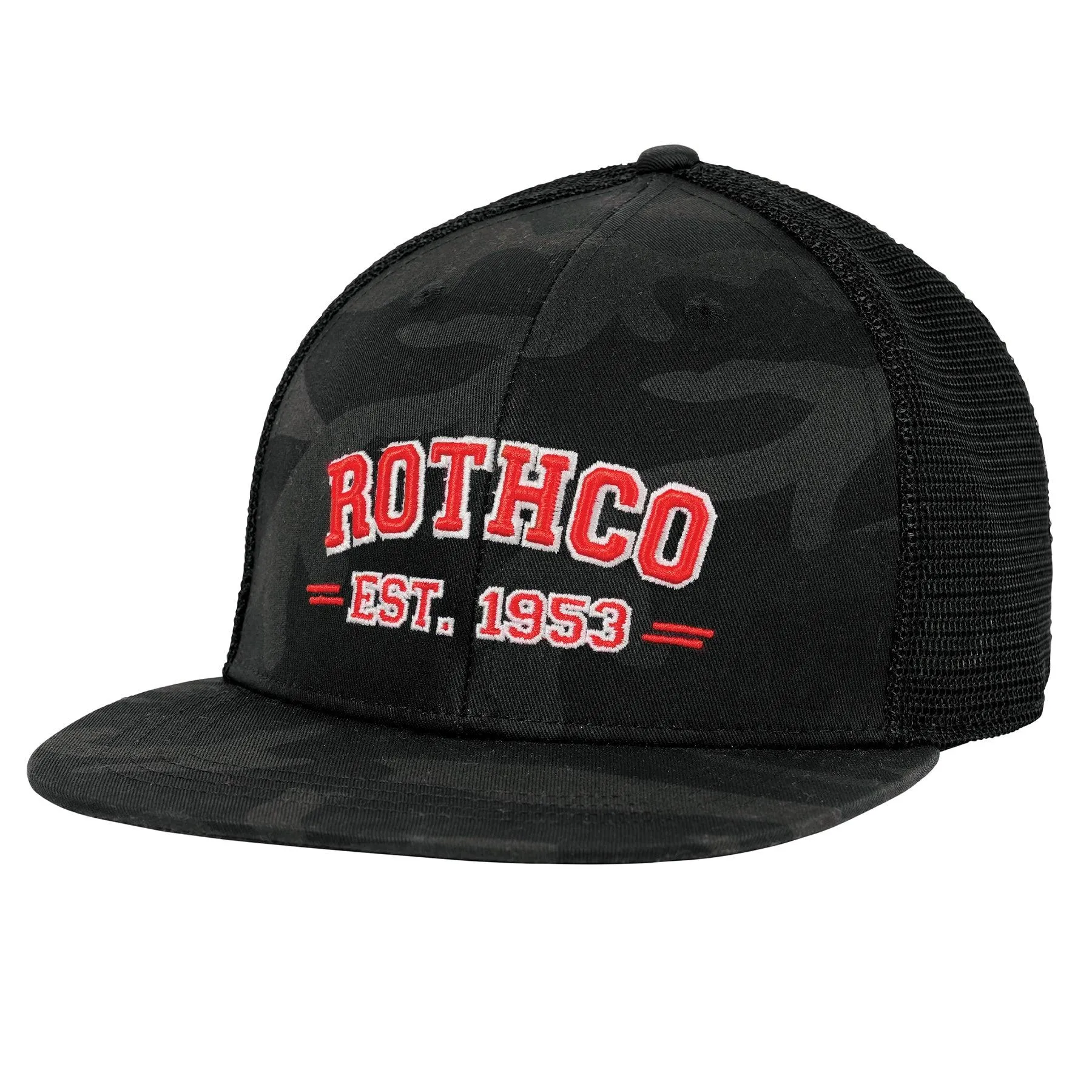 Est. 1953 Embroidered Midnight Black Camo Trucker Hat