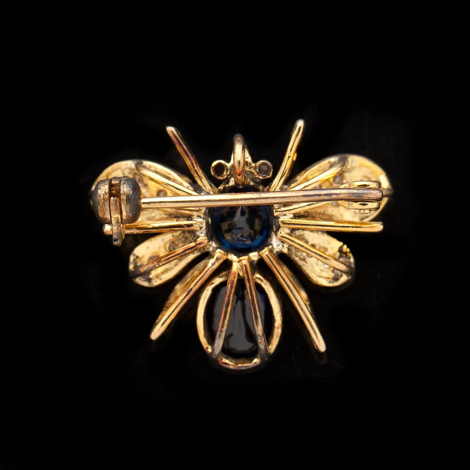 Estate Blue Sapphire and Diamond Insect Brooch