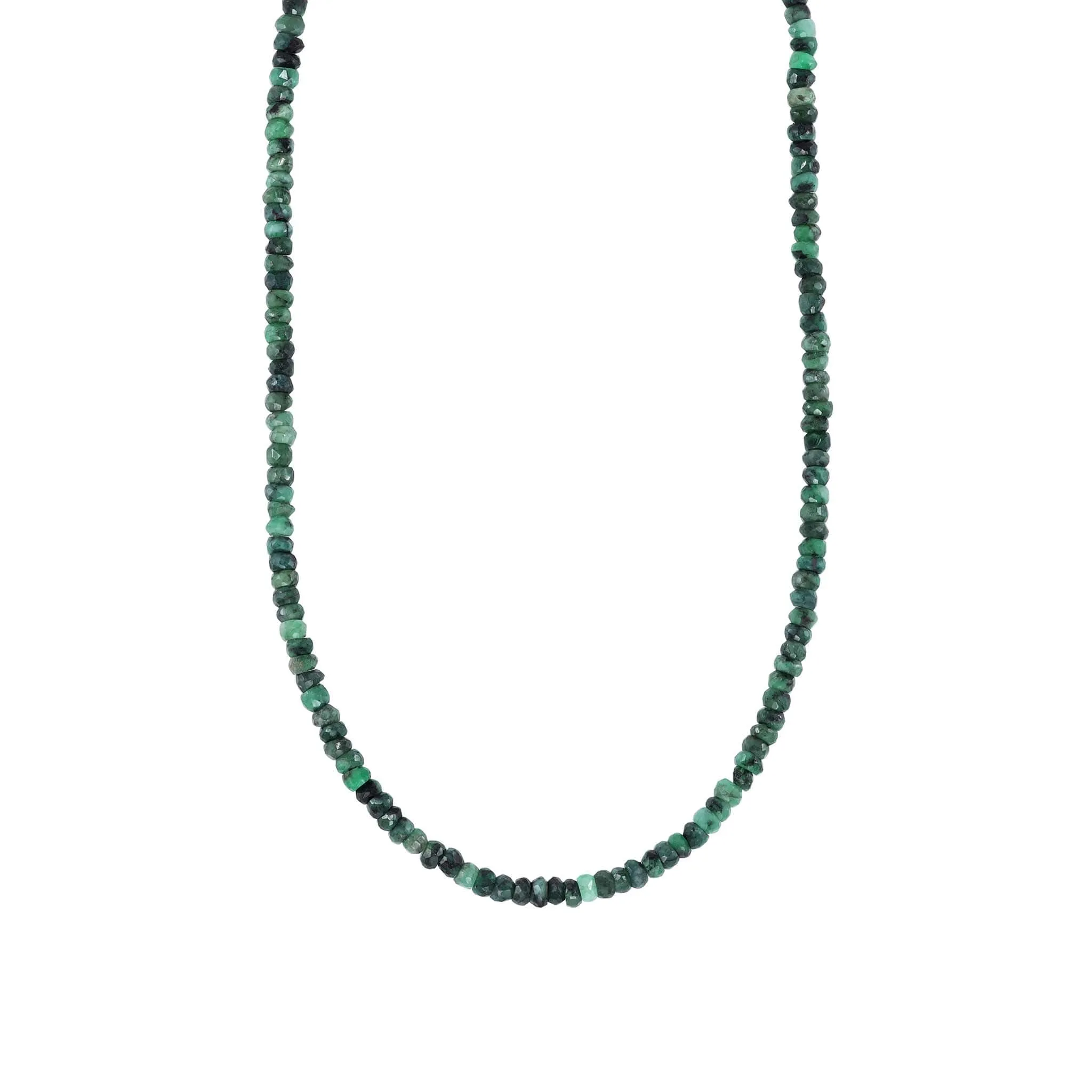 Faceted Raw Emerald Beaded Necklace