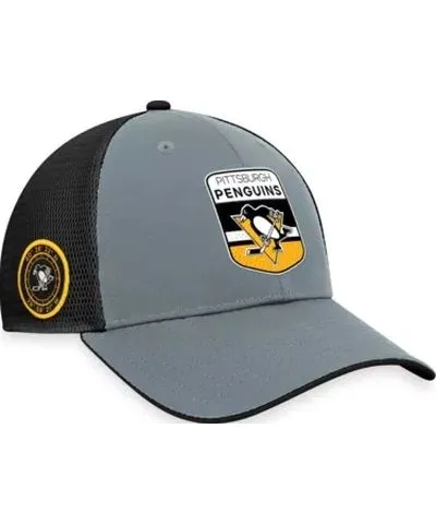 Fanatics Men's NHL Fanatics Gray/Black Pittsburgh Penguins Authentic Pro Home Ice Trucker Adjustable Hat