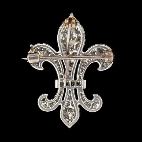 Fleur De Lys Diamond Platinum Brooch