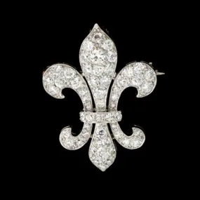 Fleur De Lys Diamond Platinum Brooch