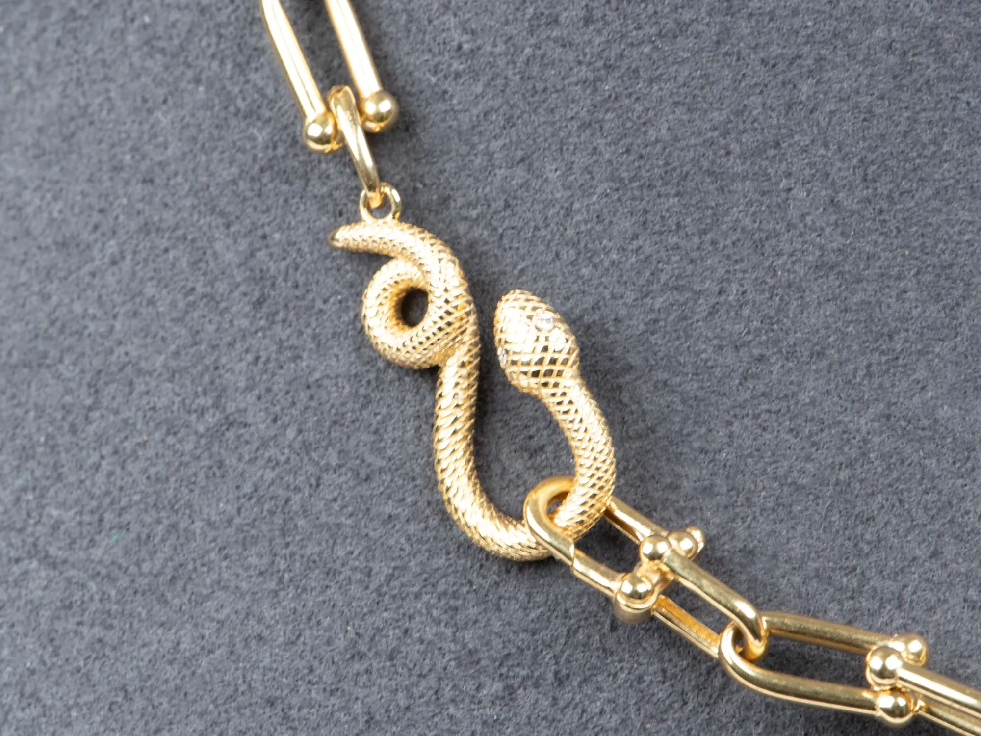 Genuine 14K Gold Large Snake Coil Necklace Bracelet Hook Clasp M4032