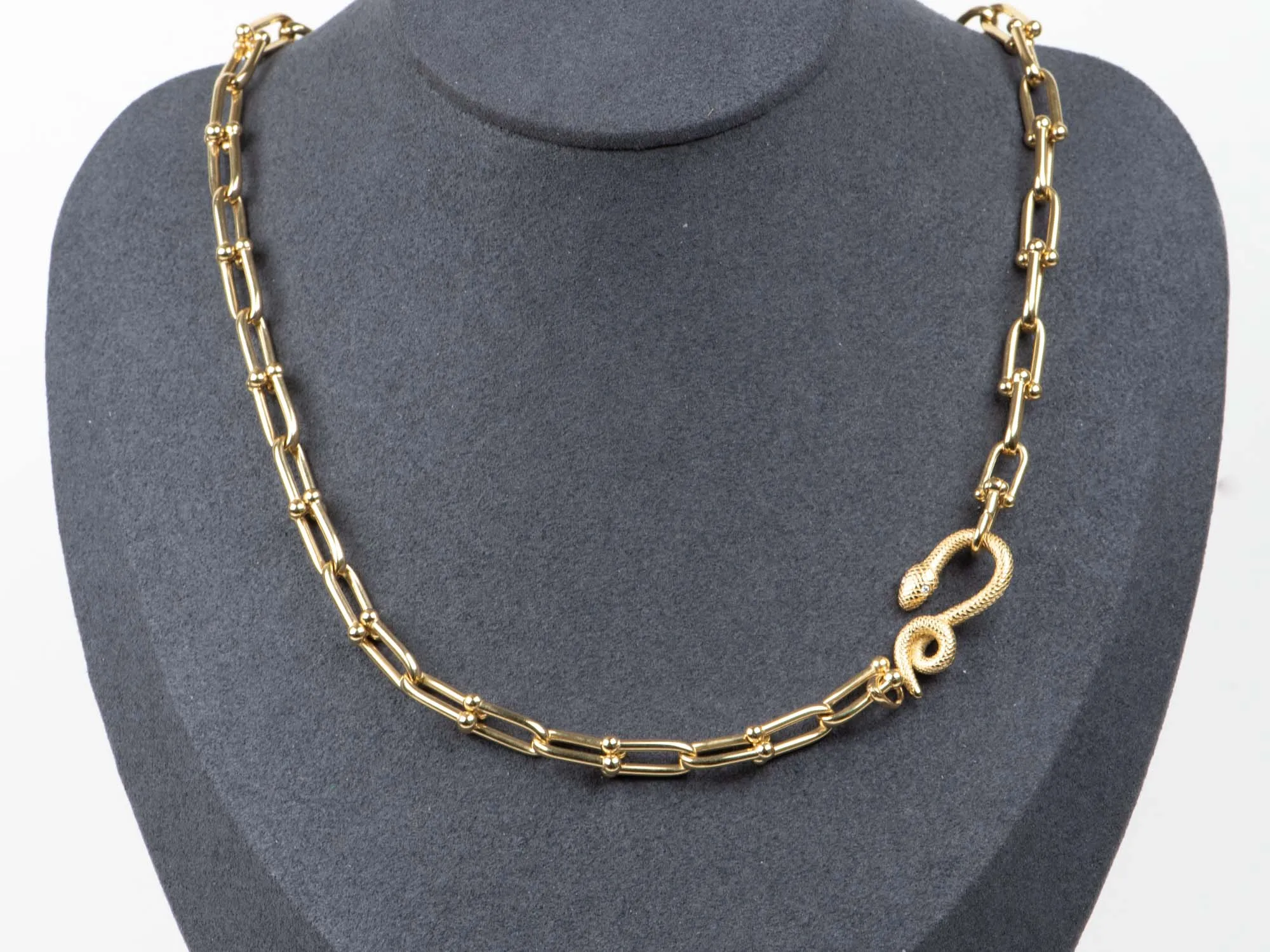 Genuine 14K Gold Large Snake Coil Necklace Bracelet Hook Clasp M4032