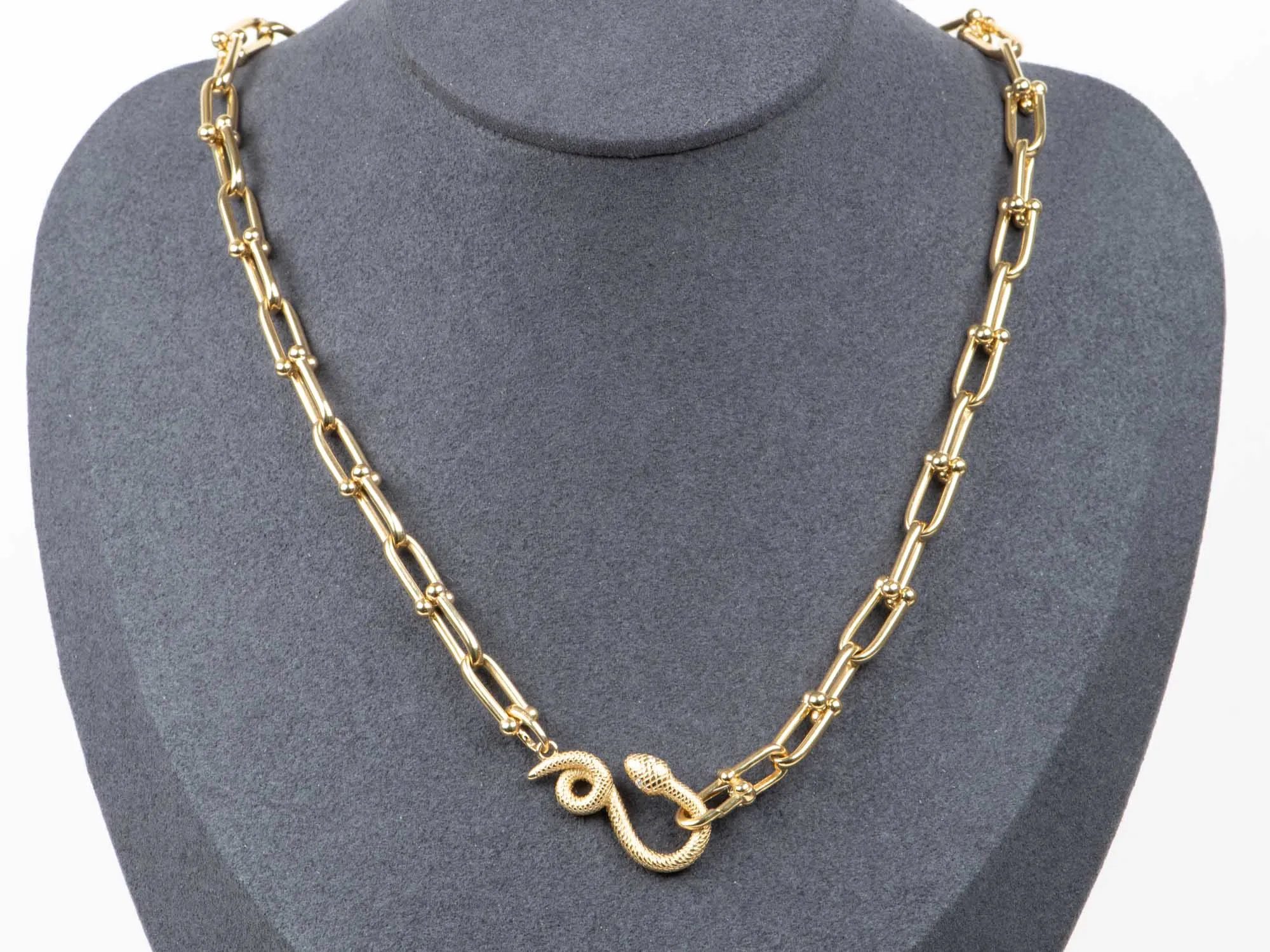 Genuine 14K Gold Large Snake Coil Necklace Bracelet Hook Clasp M4032