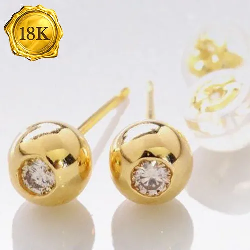 GENUINE DIAMOND 18KT SOLID GOLD EARRINGS STUD