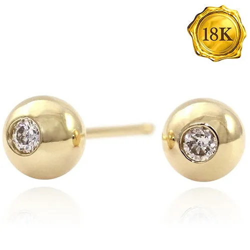 GENUINE DIAMOND 18KT SOLID GOLD EARRINGS STUD