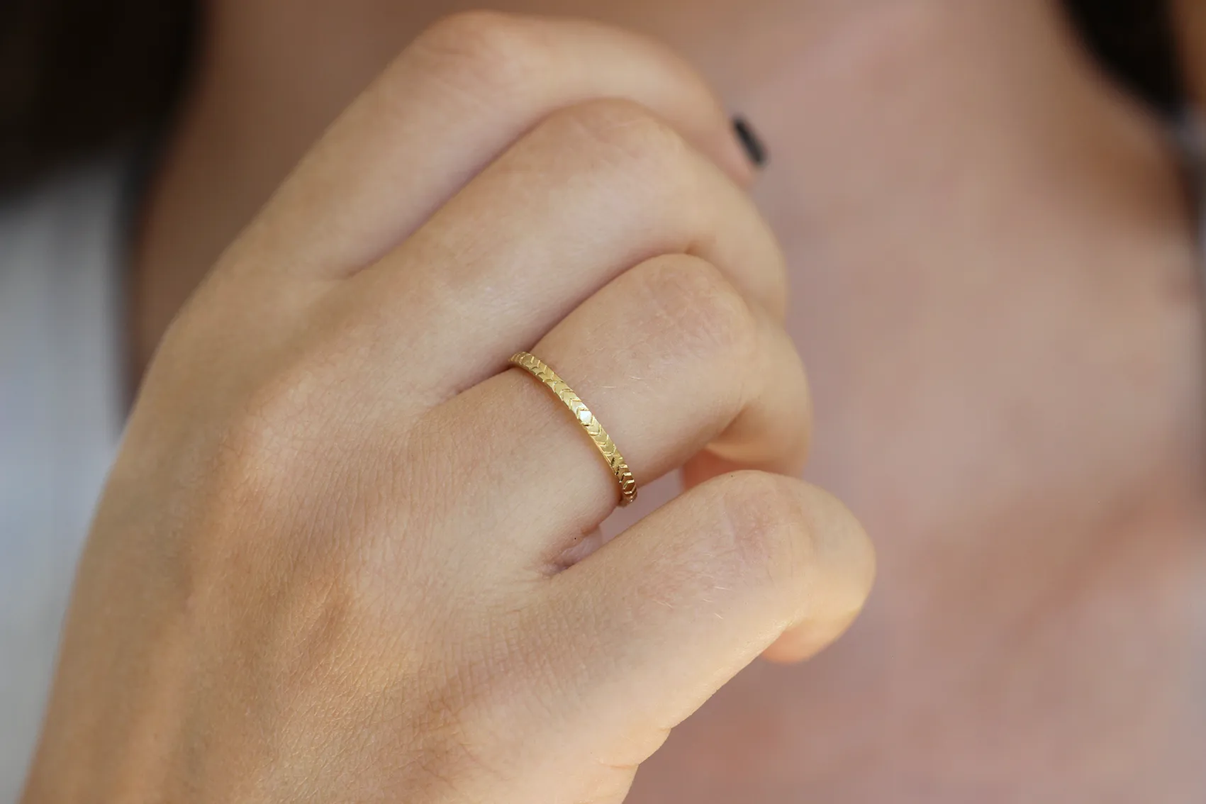 Geometric Wedding Ring - Pattern Gold Ring