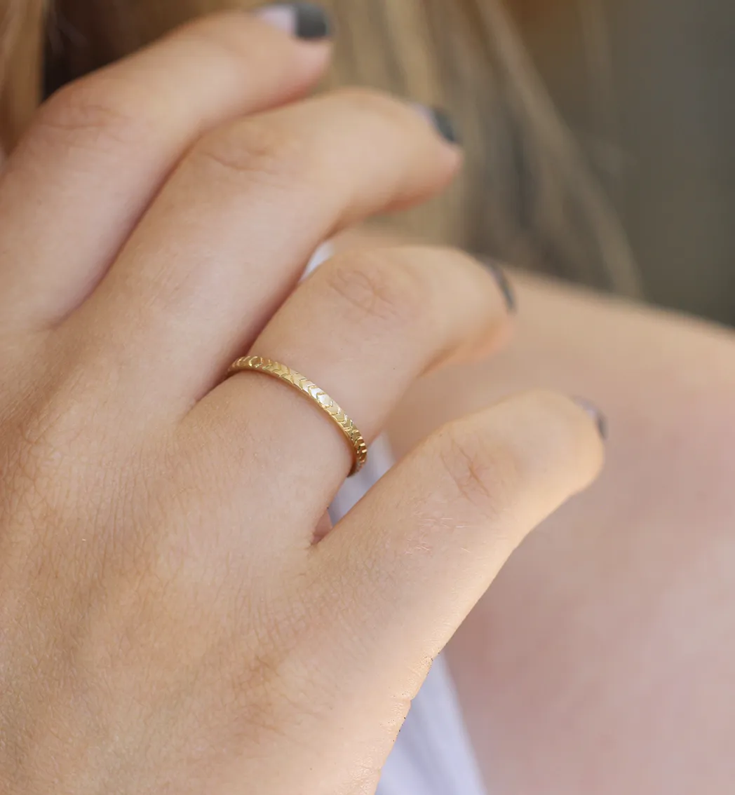 Geometric Wedding Ring - Pattern Gold Ring