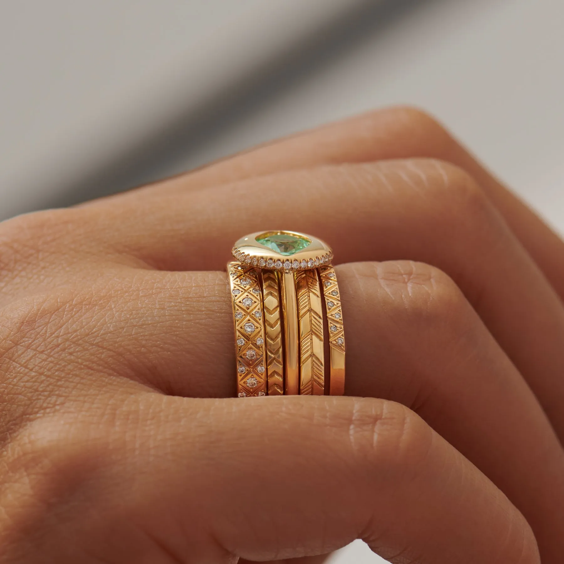 Geometric Wedding Ring - Pattern Gold Ring