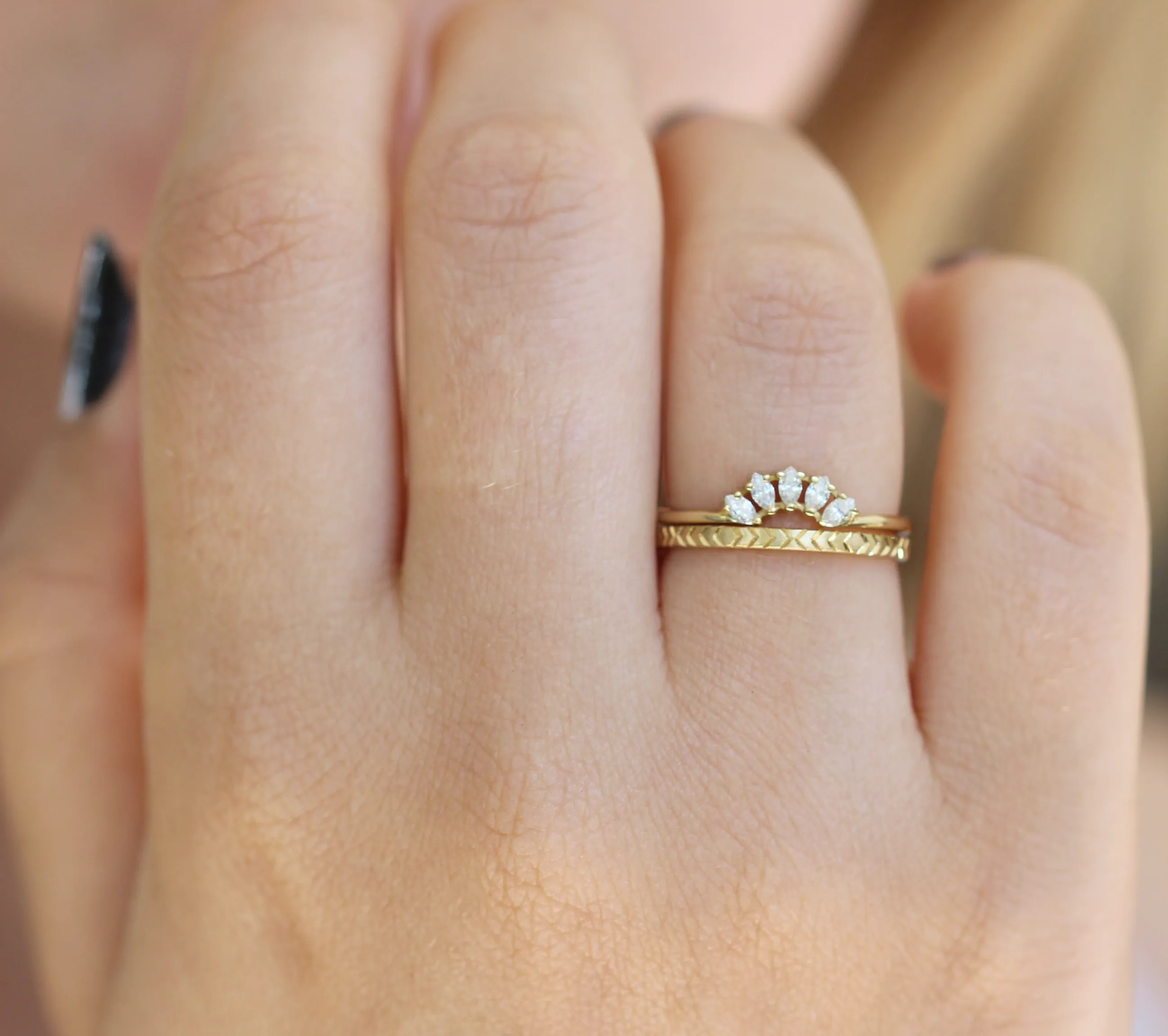 Geometric Wedding Ring - Pattern Gold Ring