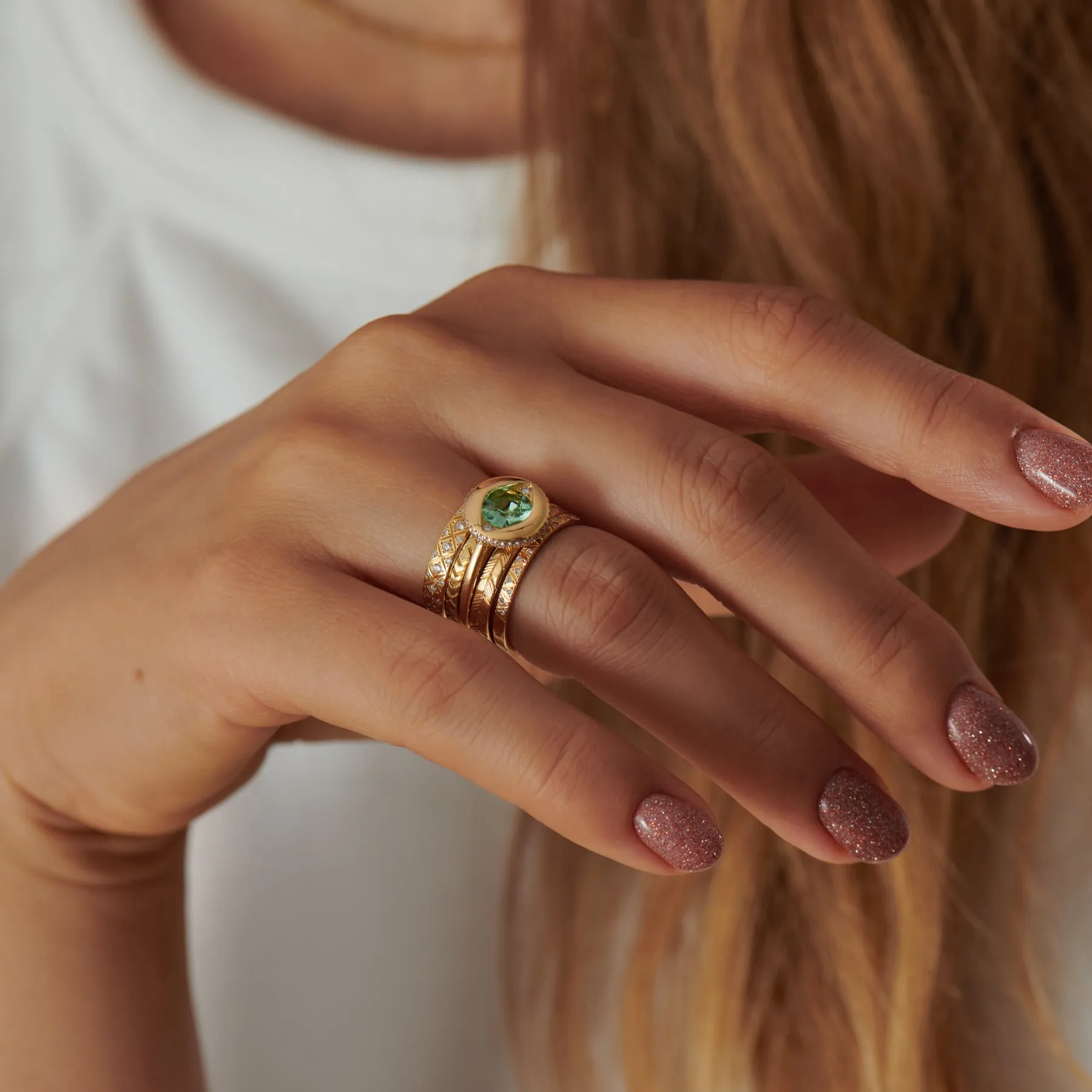 Geometric Wedding Ring - Pattern Gold Ring