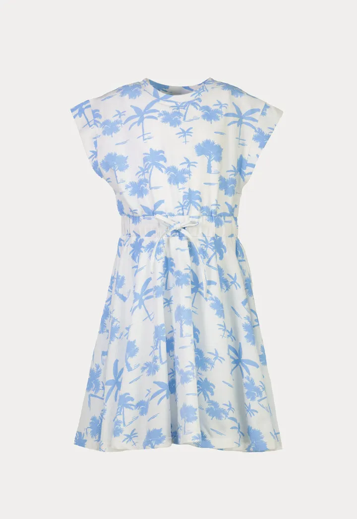 Girls Contrasting Trees Printed Dress