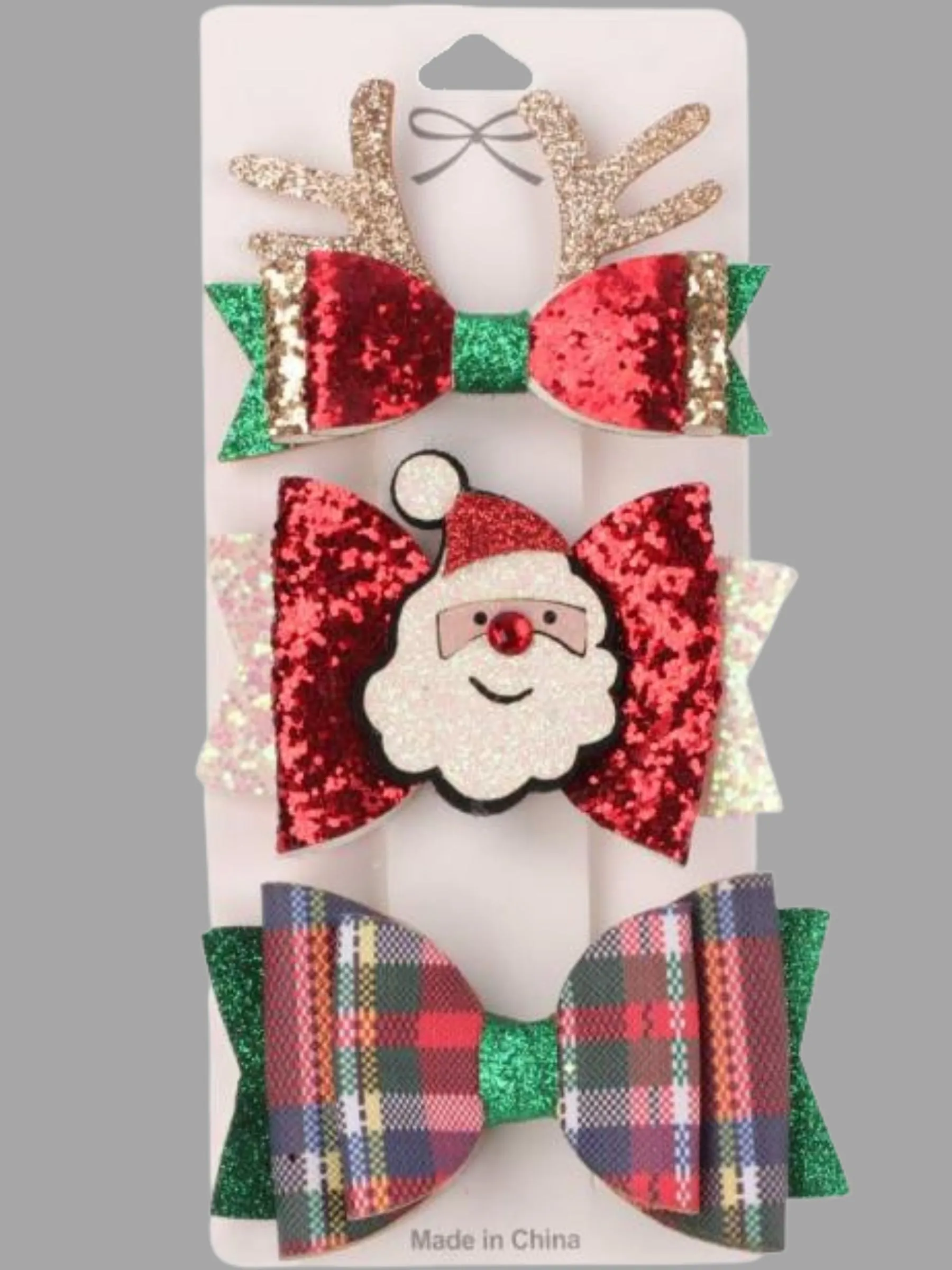 Girls Don't Forget The Bow Christmas Hair Clip Set