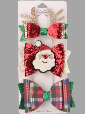 Girls Don't Forget The Bow Christmas Hair Clip Set