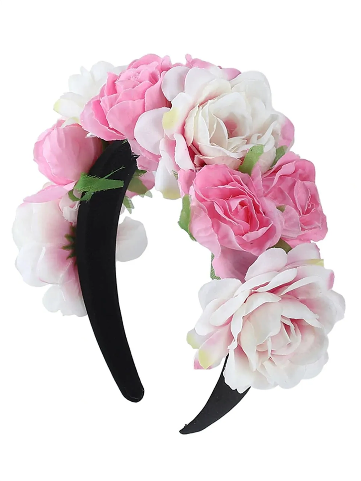 Girls White and Pink Rose Headband