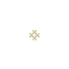 Gold Sparkle Cross Barbell Single Earring